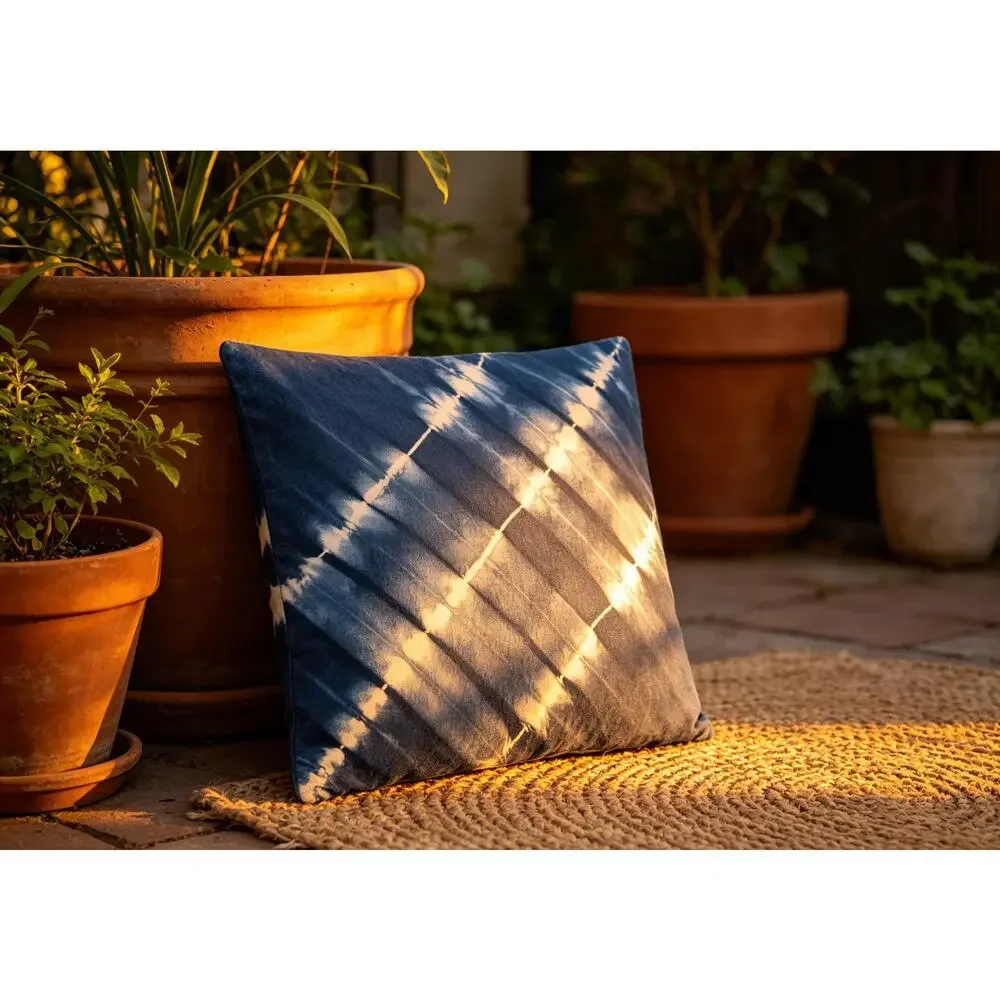 Handmade Indigo Batik Pillow Cover | Cotton Throw | Modern Geometric